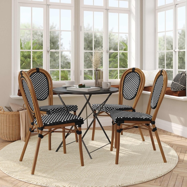 Flash Furniture Lourdes Thonet French Bistro Stack Chair Natural/White PE Rattan and Bamboo Alum Frme, Natural, 4PK 4-SDA-AD642002S-BKWH-NAT-GG - main